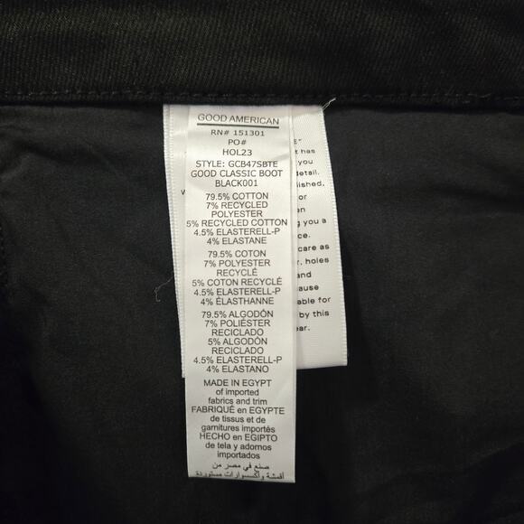 NWT Good American Good Classic Slim Bootcut High Rise Jeans Black Size 22 - Picture 7 of 10